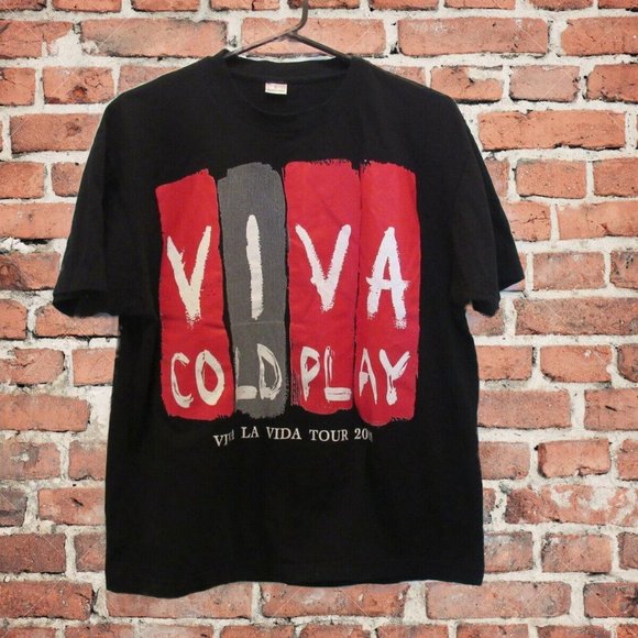 Coldplay T-Shirts Lot of 2 Viva La Vida 2009 Tour Blurred Man Black Size Medium - Picture 1 of 11